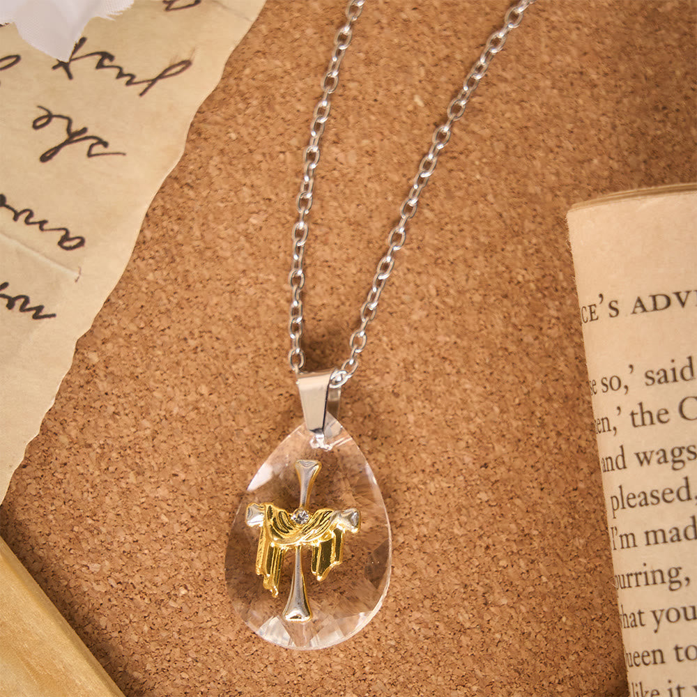 Multi-Style Sacred Motif Teardrop Crystal Chain Necklace: Icon of Diversified Devotional Comfort