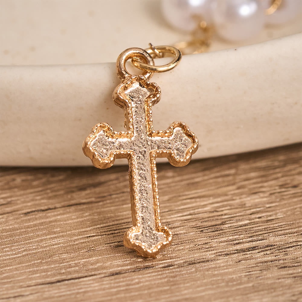 Pearl Bead Tassel Cross Choker Necklace: Emblem of Soft Heavenly Tenderness
