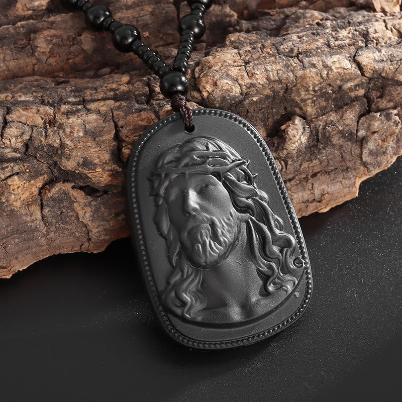 Relief‑Molded Holy Portrait Beaded Necklace: Token of Serene Divine Solace for Daily Devotion