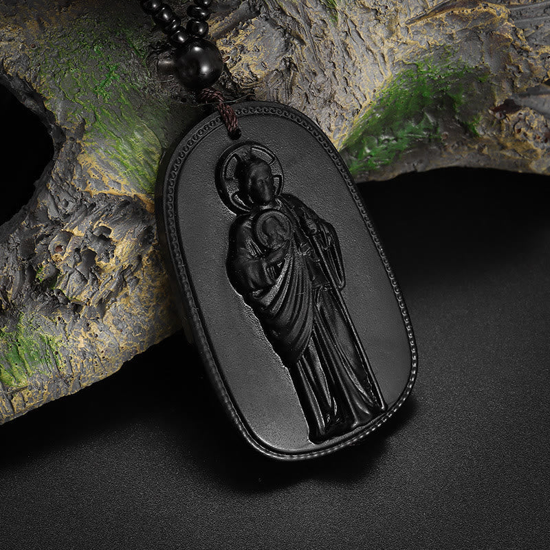 Relief‑Molded Holy Portrait Beaded Necklace: Token of Serene Divine Solace for Daily Devotion