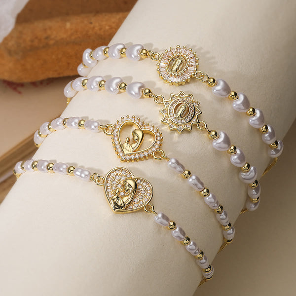 Refined Multi‑Style Holy‑Medallion Pearl Bracelet: Icon of Quiet Spiritual Strength for Everyday Wear