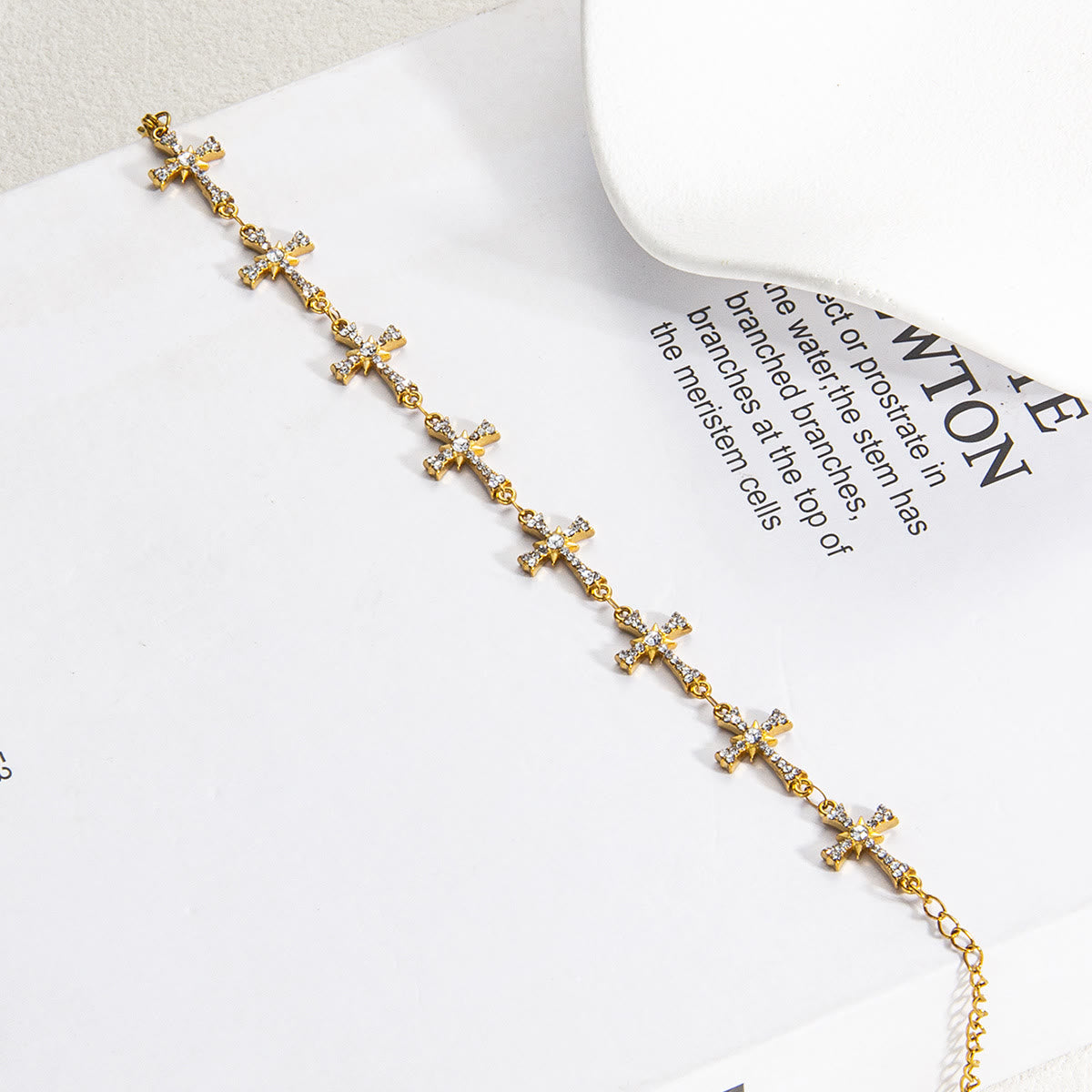 Sparkling Paved‑Stone Cross Link Bracelet: Emblem of Radiant Heavenly Blessings