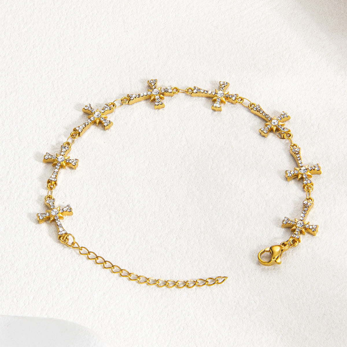 Sparkling Paved‑Stone Cross Link Bracelet: Emblem of Radiant Heavenly Blessings