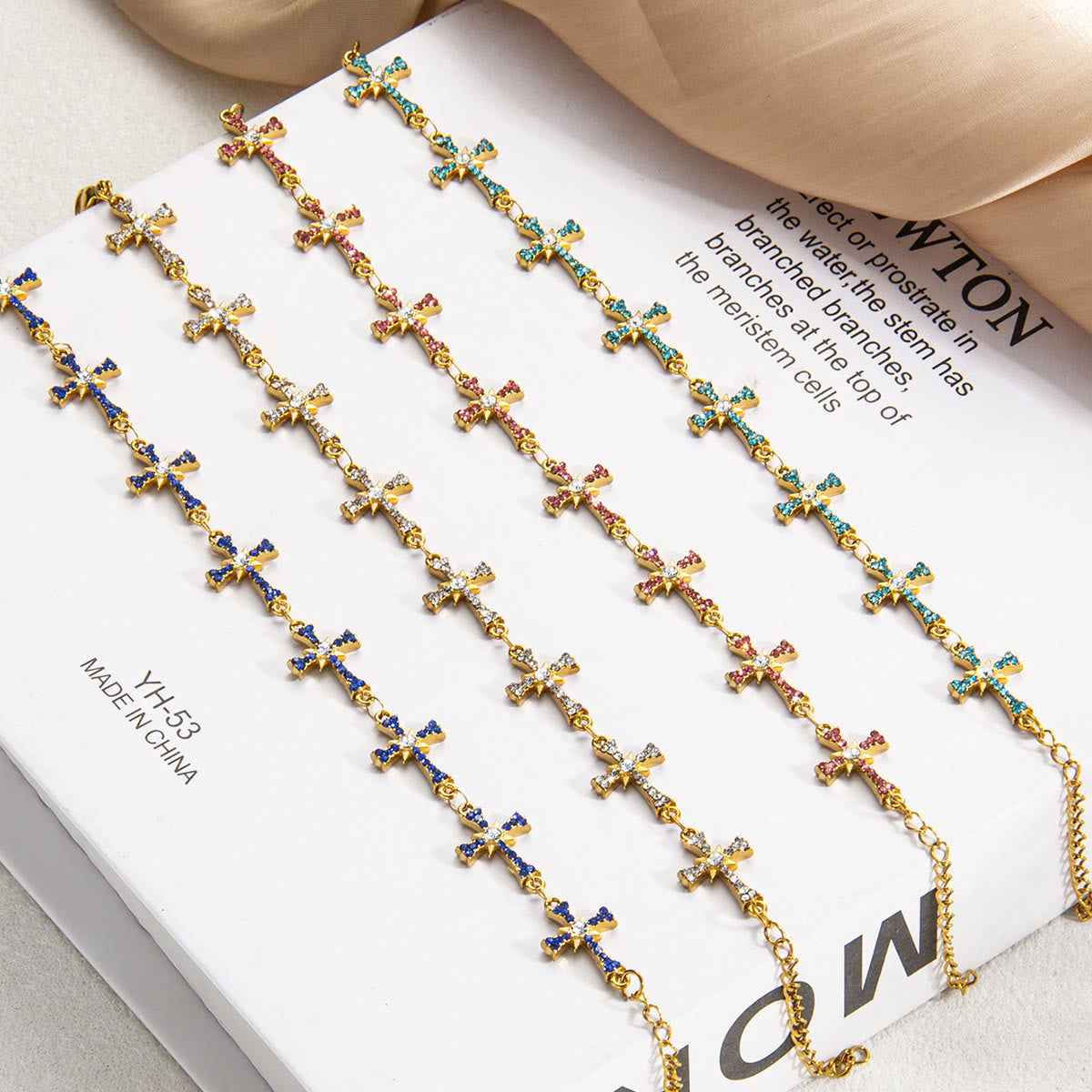Sparkling Paved‑Stone Cross Link Bracelet: Emblem of Radiant Heavenly Blessings
