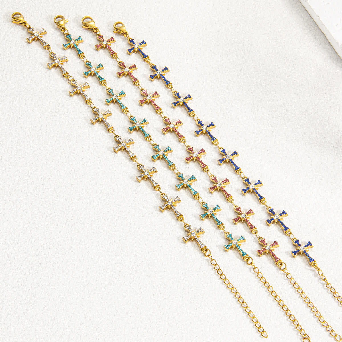Sparkling Paved‑Stone Cross Link Bracelet: Emblem of Radiant Heavenly Blessings