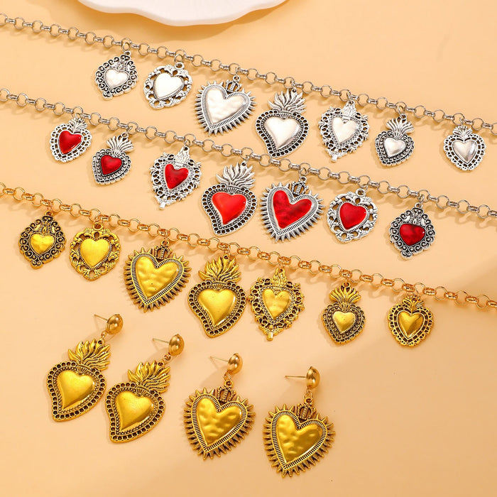 Layerable Sacred Heart Drop Earring Collection: Whisper of Heavenly Warm Grace