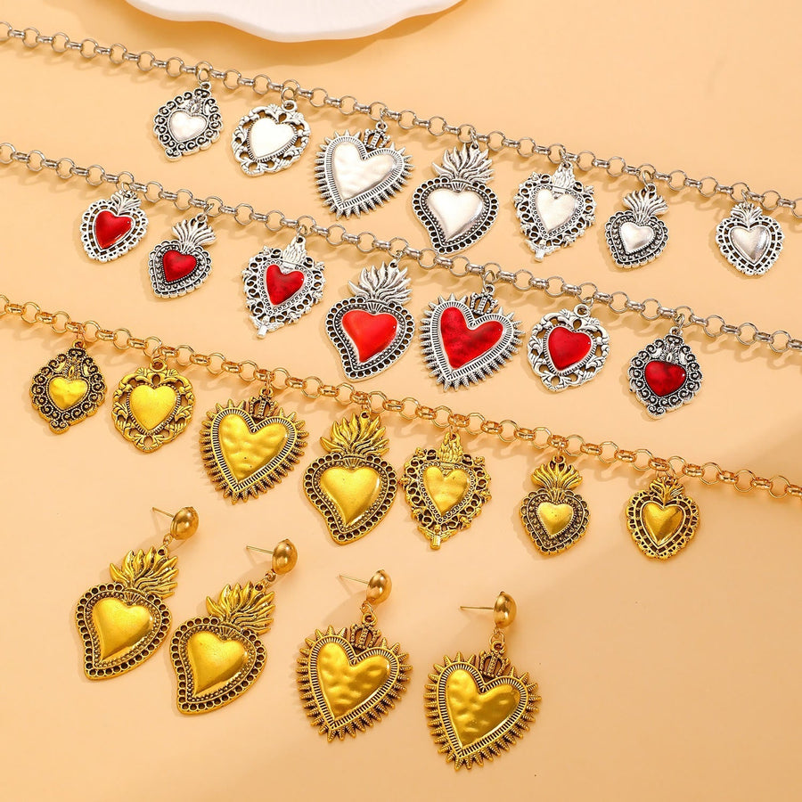 Layerable Sacred Heart Drop Earring Collection: Whisper of Heavenly Warm Grace