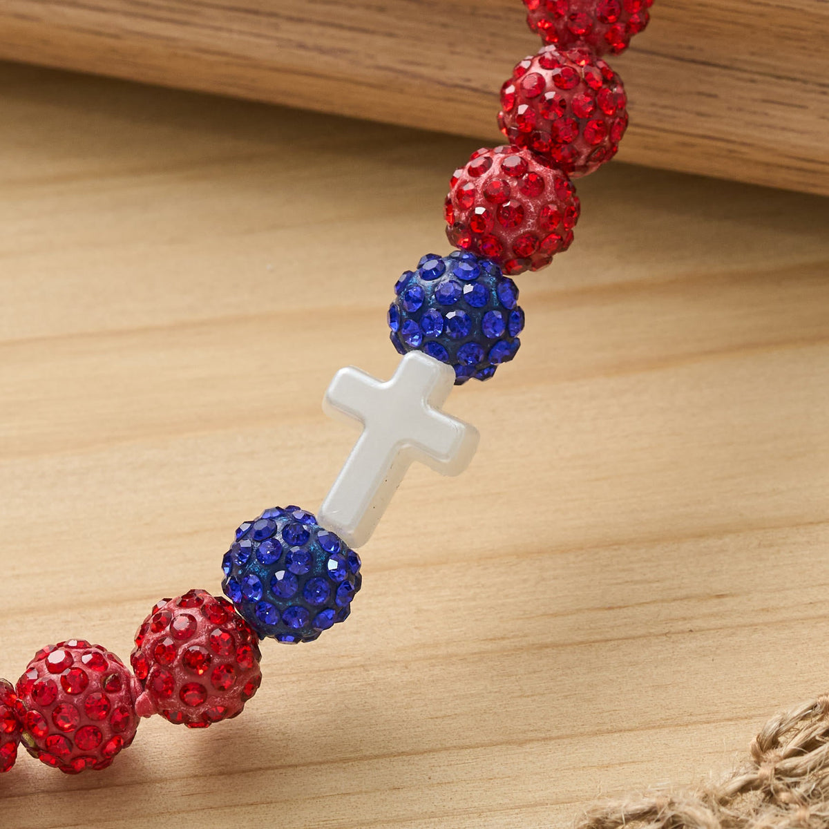 All-Day Wear Discoball Bling Baseball Beaded Cross Cross Bracelet: Symbol of Steady Sacred Light