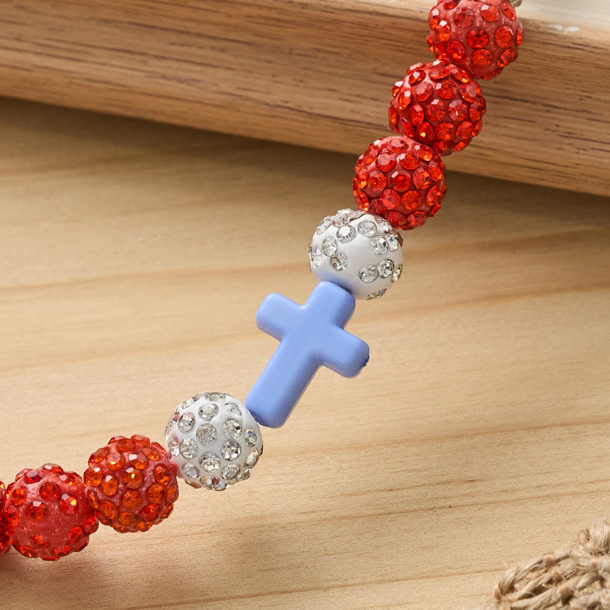 All-Day Wear Discoball Bling Baseball Beaded Cross Cross Bracelet: Symbol of Steady Sacred Light