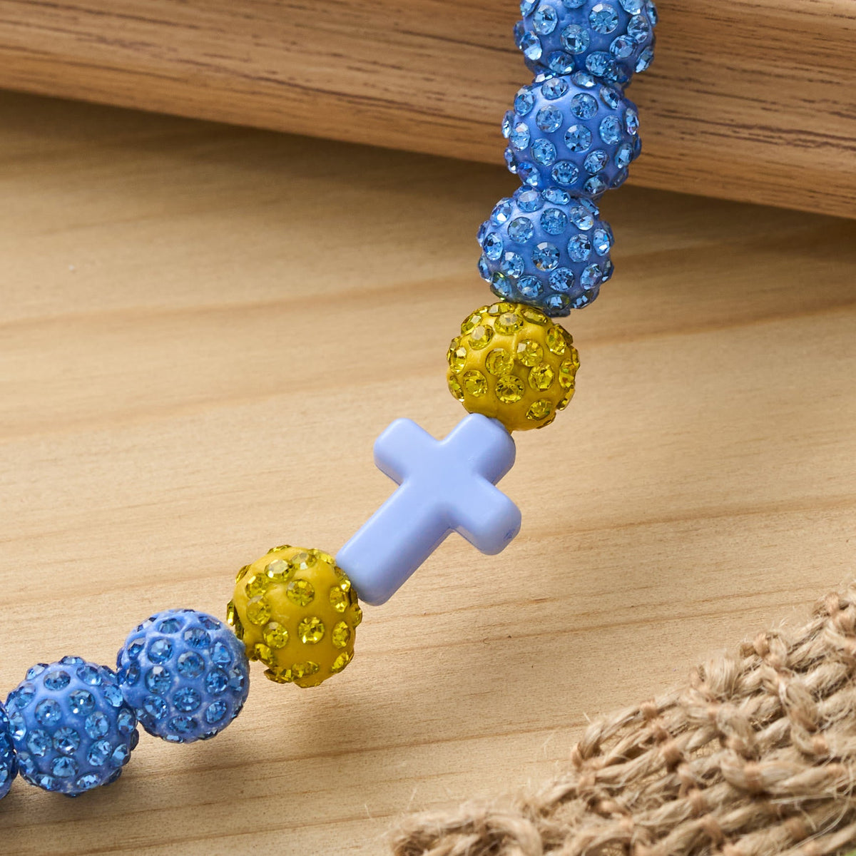 All-Day Wear Discoball Bling Baseball Beaded Cross Cross Bracelet: Symbol of Steady Sacred Light
