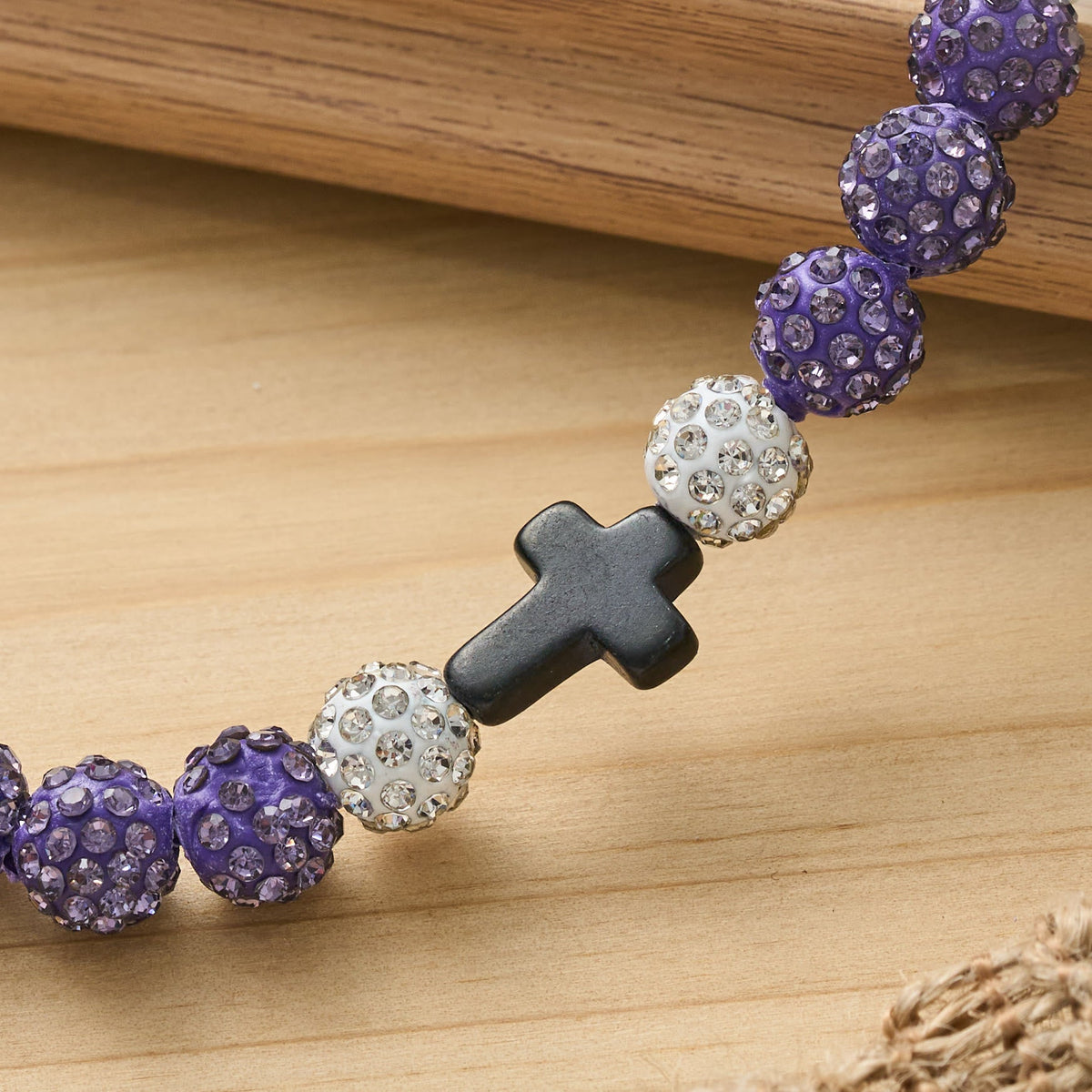All-Day Wear Discoball Bling Baseball Beaded Cross Cross Bracelet: Symbol of Steady Sacred Light