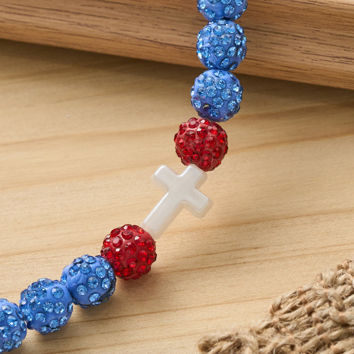 All-Day Wear Discoball Bling Baseball Beaded Cross Cross Bracelet: Symbol of Steady Sacred Light