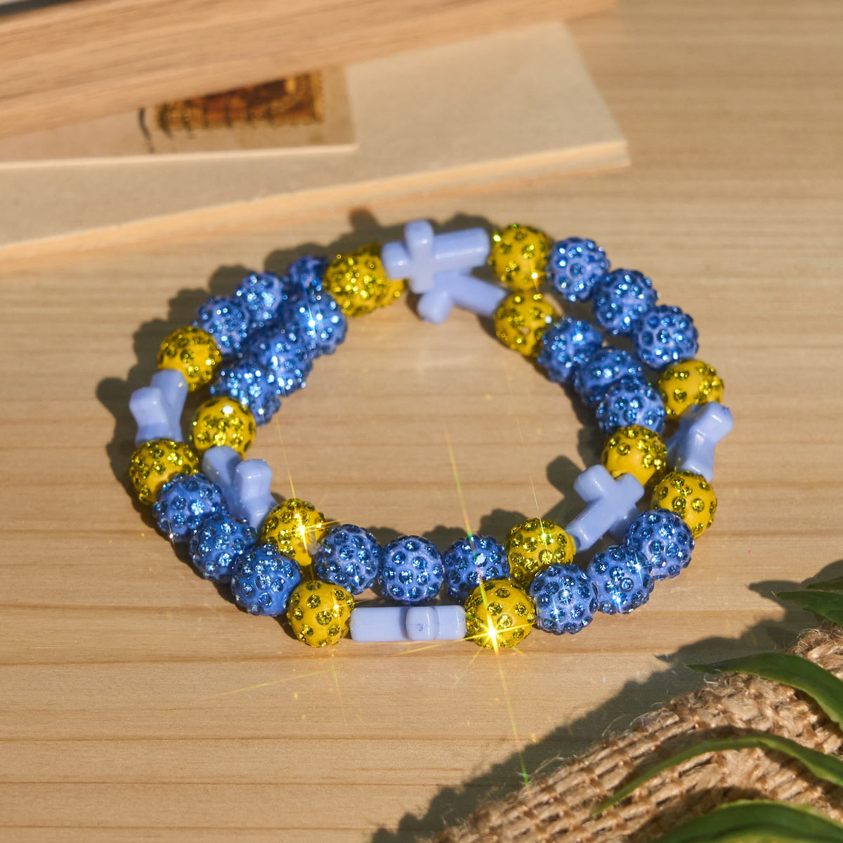 All-Day Wear Discoball Bling Baseball Beaded Cross Cross Bracelet: Symbol of Steady Sacred Light