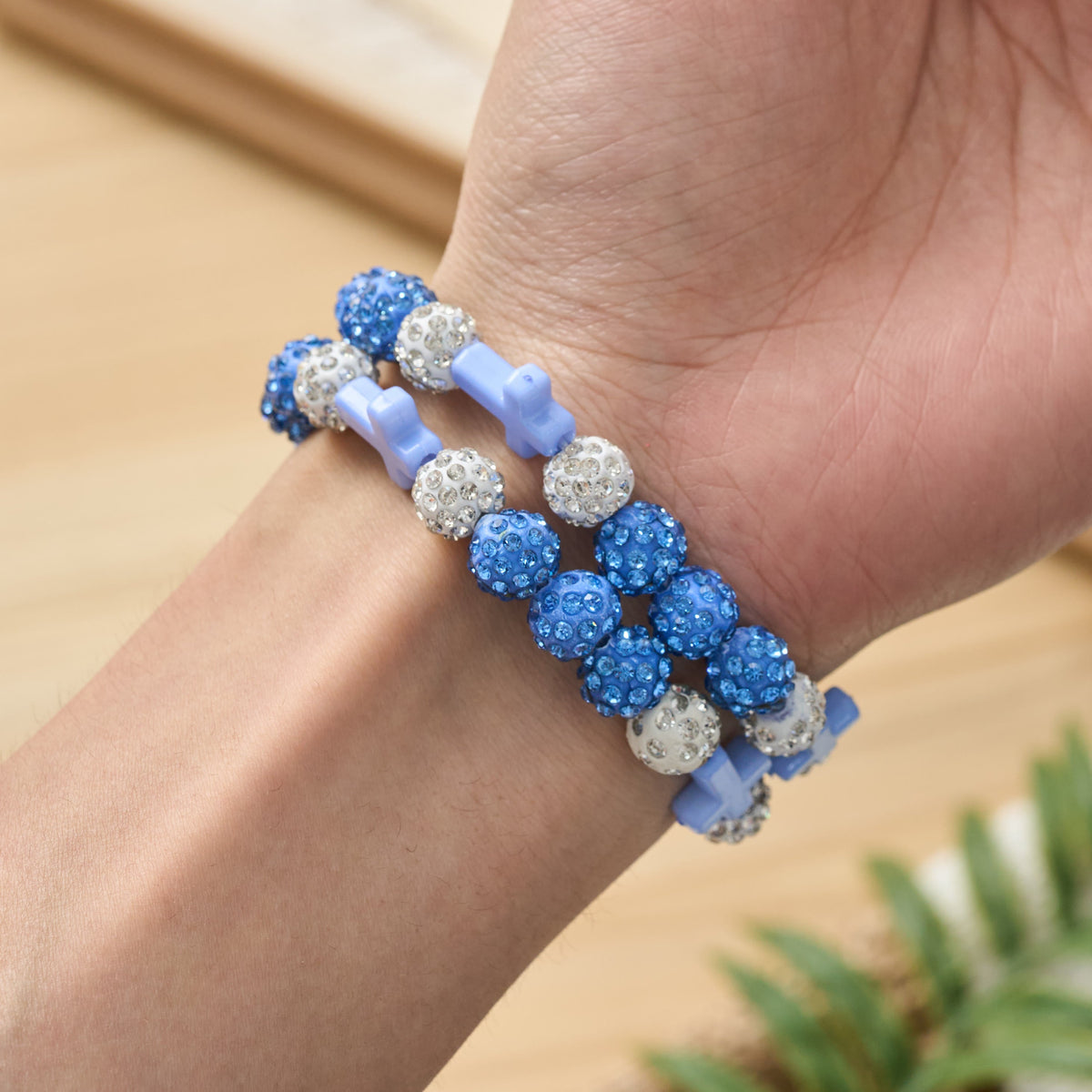 All-Day Wear Discoball Bling Baseball Beaded Cross Cross Bracelet: Symbol of Steady Sacred Light