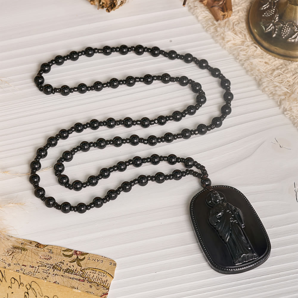 Relief‑Molded Holy Portrait Beaded Necklace: Token of Serene Divine Solace for Daily Devotion