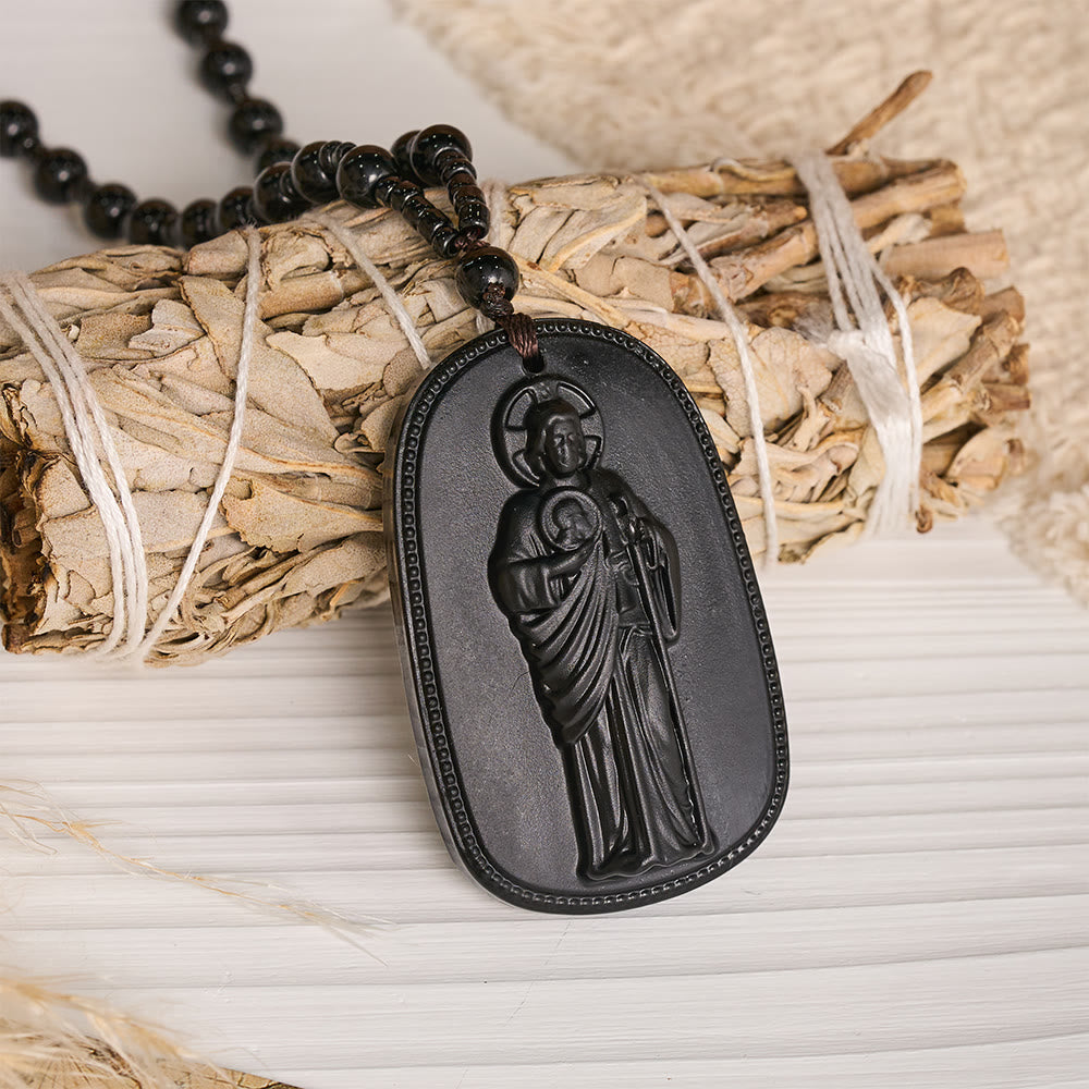 Relief‑Molded Holy Portrait Beaded Necklace: Token of Serene Divine Solace for Daily Devotion