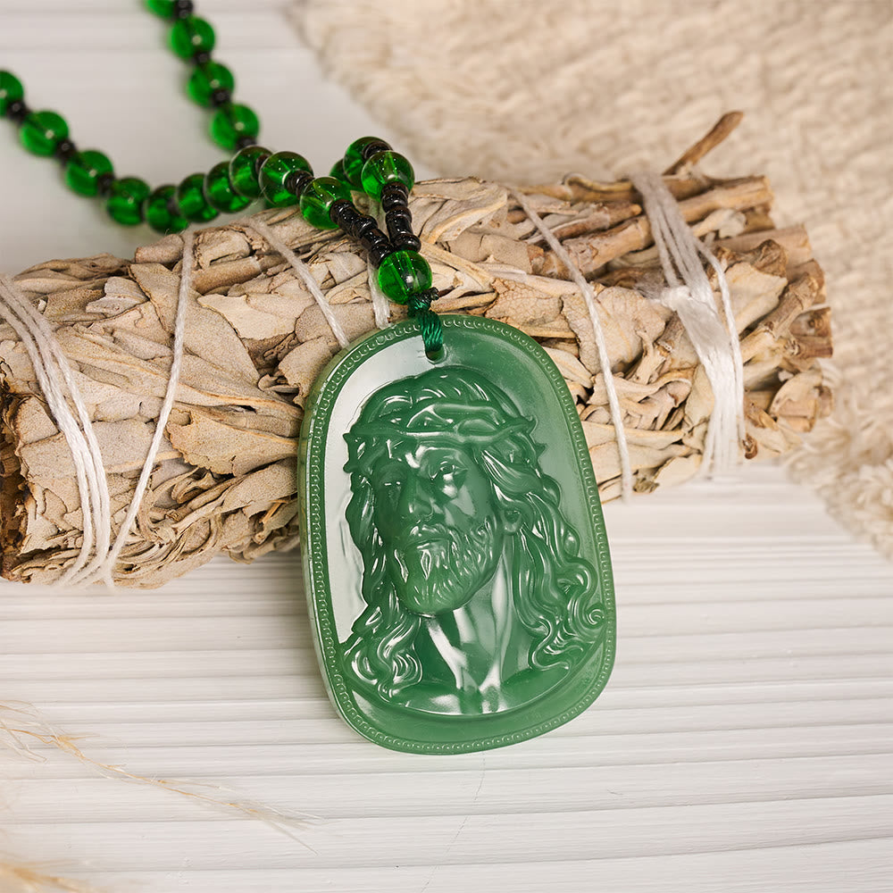 Relief‑Molded Holy Portrait Beaded Necklace: Token of Serene Divine Solace for Daily Devotion