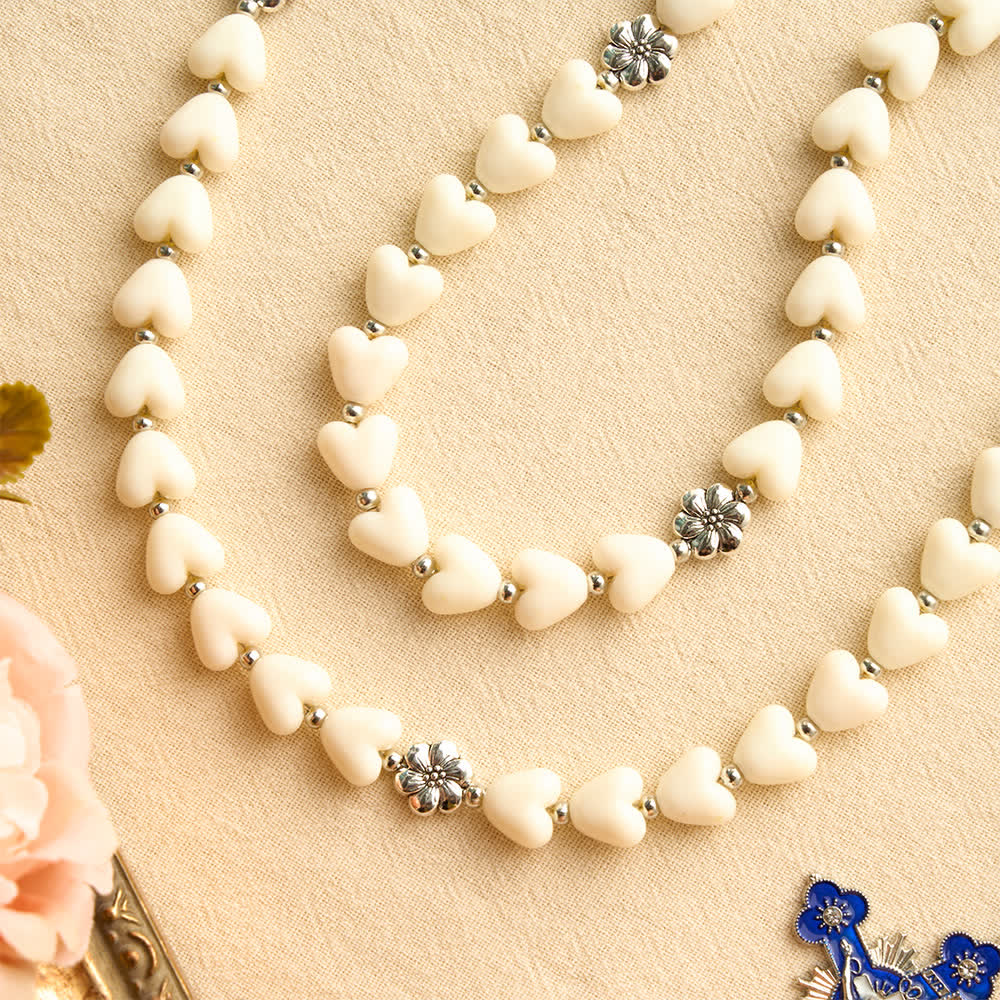 Soft Heart-Shaped Bead Our Lady of Aparecida Rosary With Enamel Crucifix: Emblem of Pure Heavenly Love