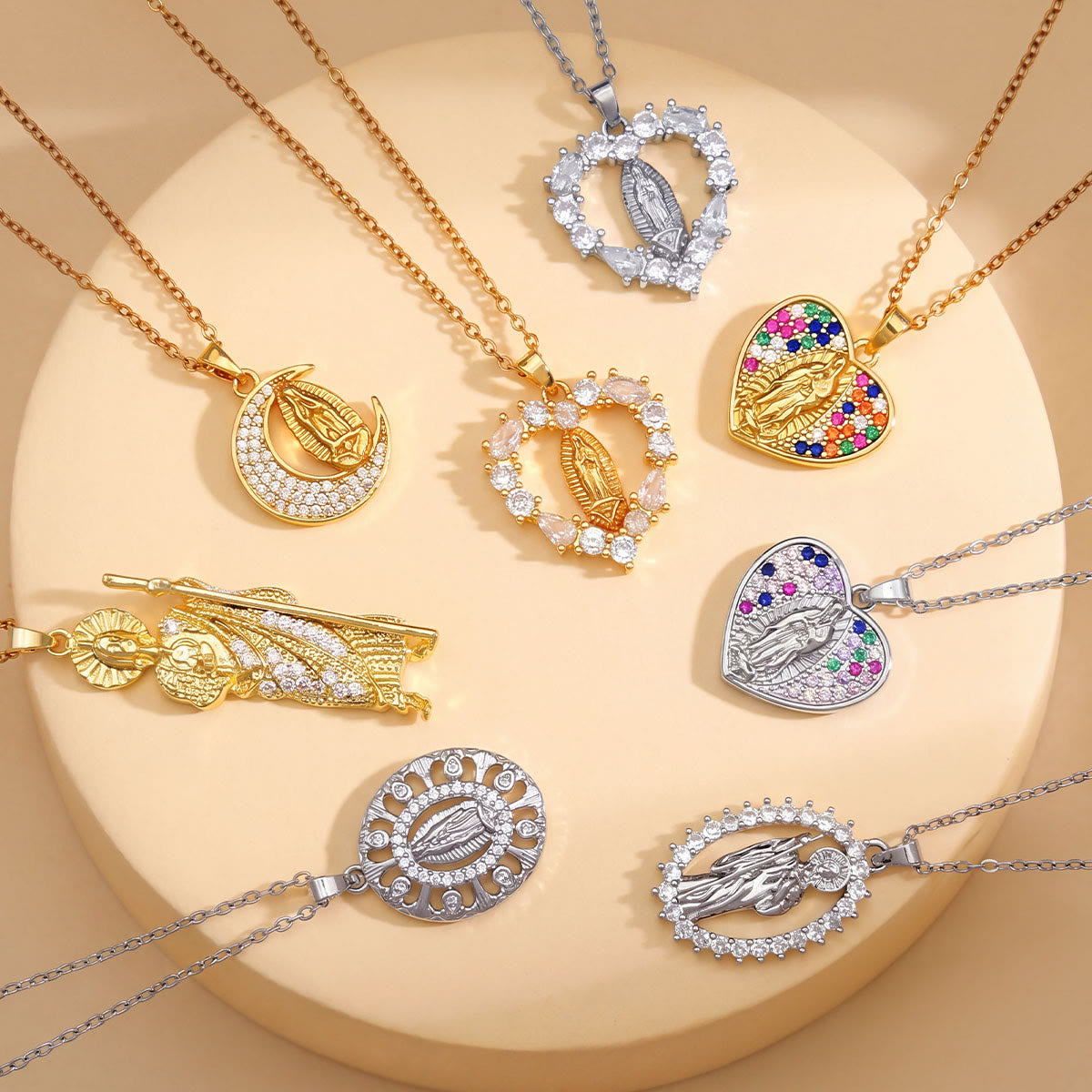 Crystal Halo Holy Maiden Medallion Necklace: Emblem of Gentle Heavenly Protectione