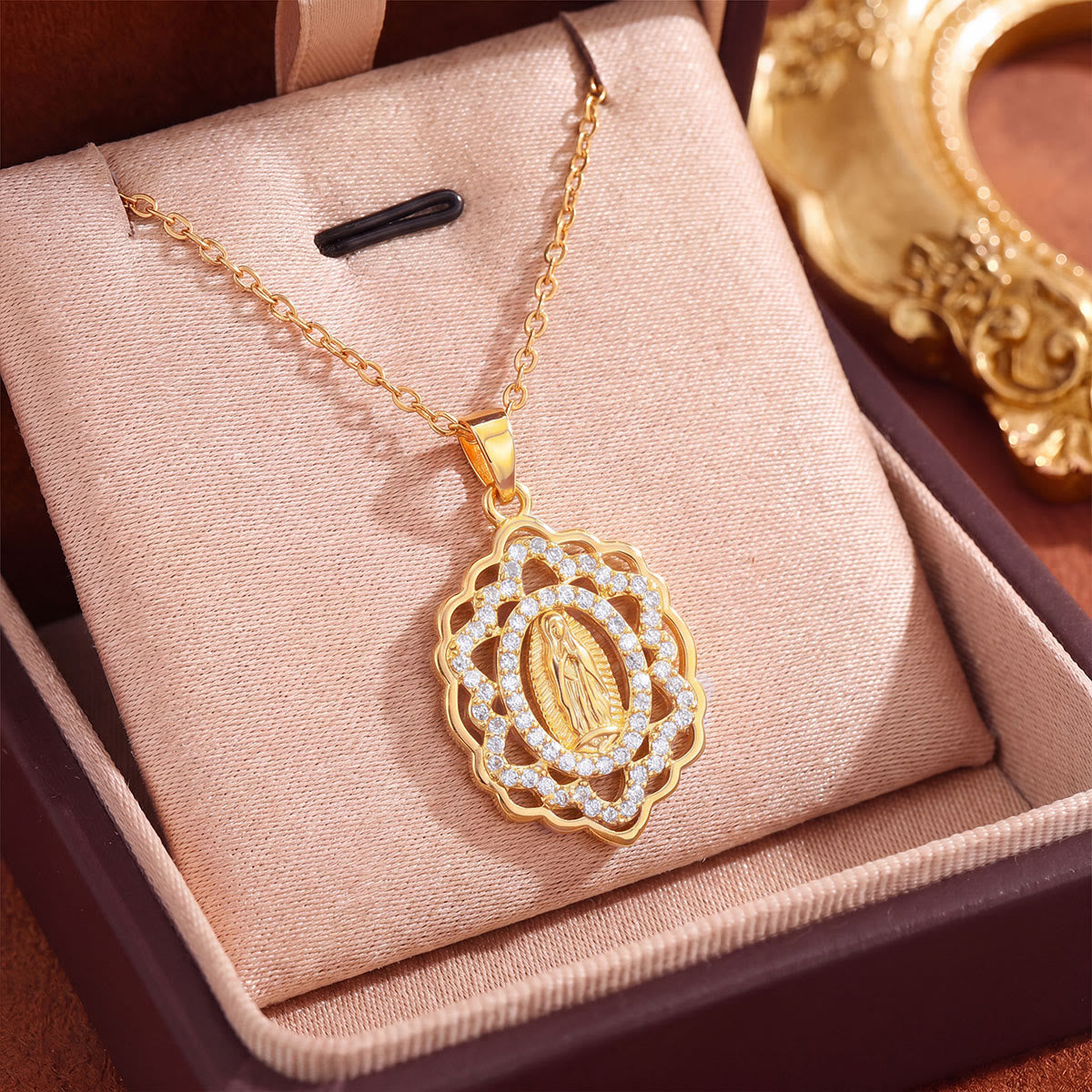 Crystal Halo Holy Maiden Medallion Necklace: Emblem of Gentle Heavenly Protectione