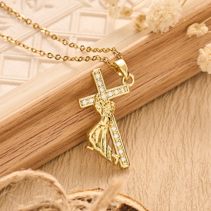 Sculpted Sacred Figure Pendant Chain Necklace: Icon of Peaceful Inner Meditation