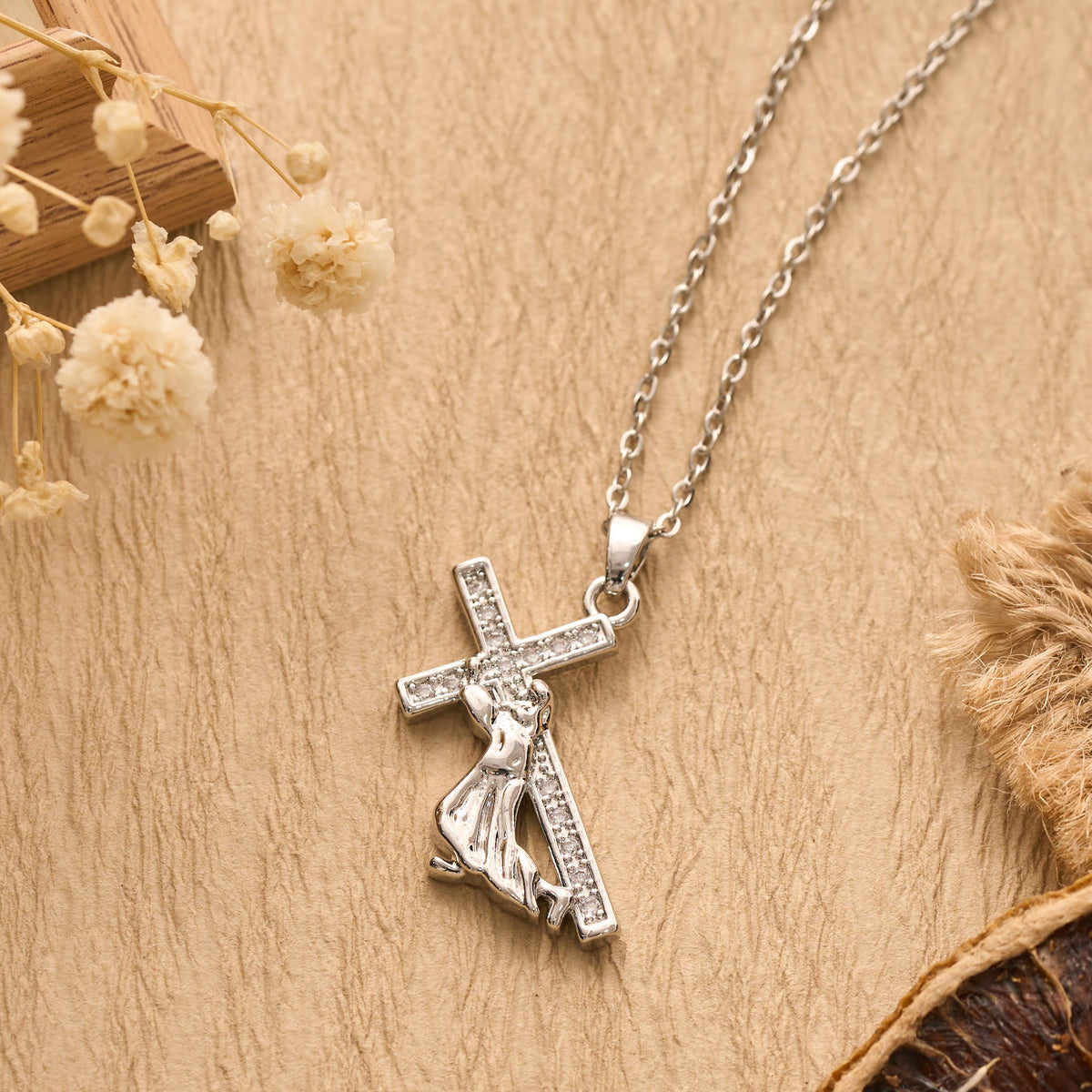 Sculpted Sacred Figure Pendant Chain Necklace: Icon of Peaceful Inner Meditation