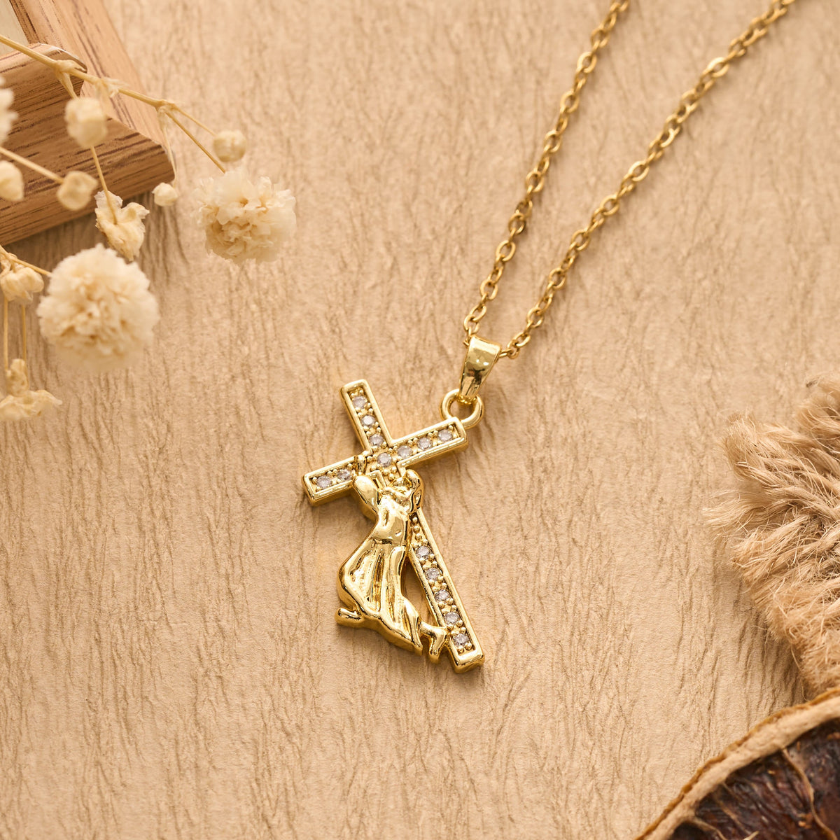 Sculpted Sacred Figure Pendant Chain Necklace: Icon of Peaceful Inner Meditation