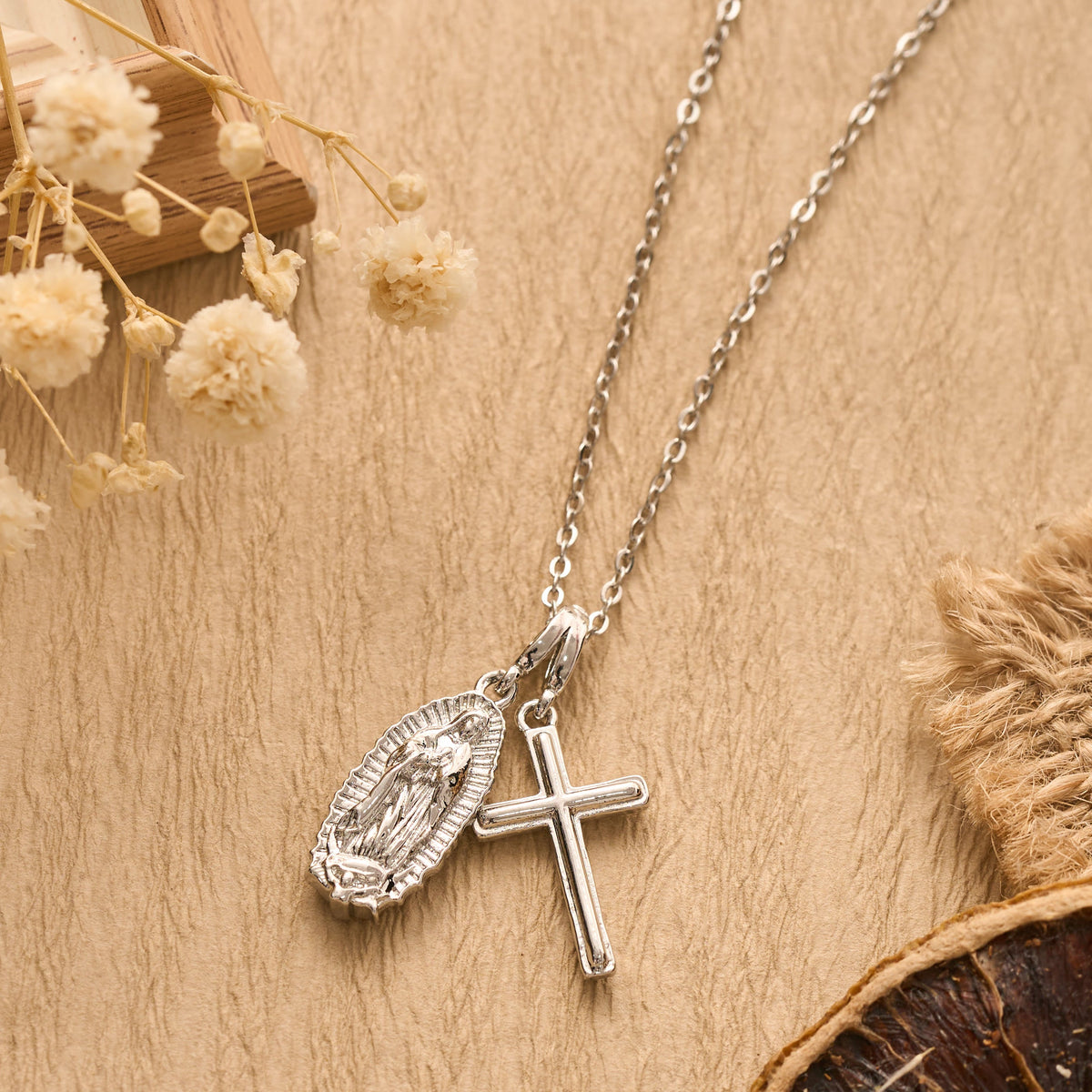 Sculpted Sacred Figure Pendant Chain Necklace: Icon of Peaceful Inner Meditation