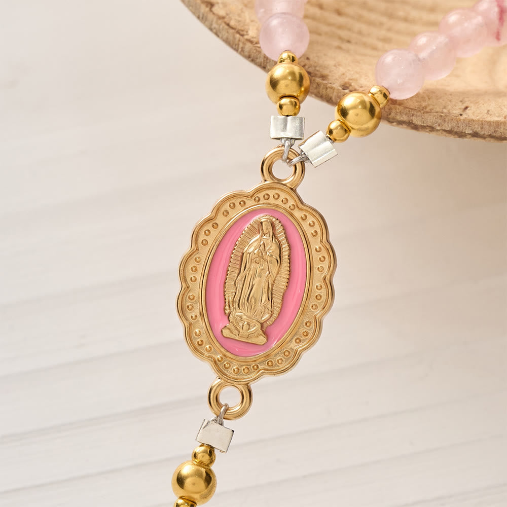 Magnetic Strawberry Agate Rosary Bracelet: Emblem of Divine Grace & Purity