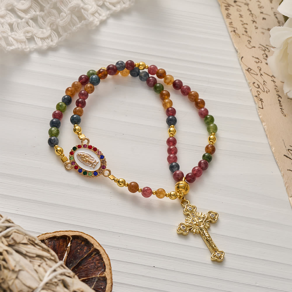 Magnetic Strawberry Agate Rosary Bracelet: Emblem of Divine Grace & Purity