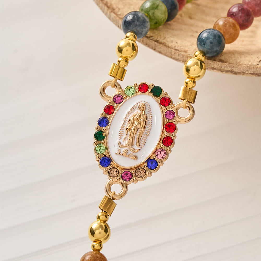 Magnetic Strawberry Agate Rosary Bracelet: Emblem of Divine Grace & Purity