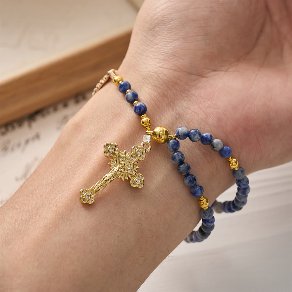 Magnetic Strawberry Agate Rosary Bracelet: Emblem of Divine Grace & Purity