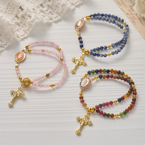 Magnetic Strawberry Agate Rosary Bracelet: Emblem of Divine Grace & Purity