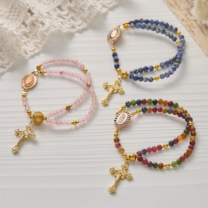 Magnetic Strawberry Agate Rosary Bracelet: Emblem of Divine Grace & Purity