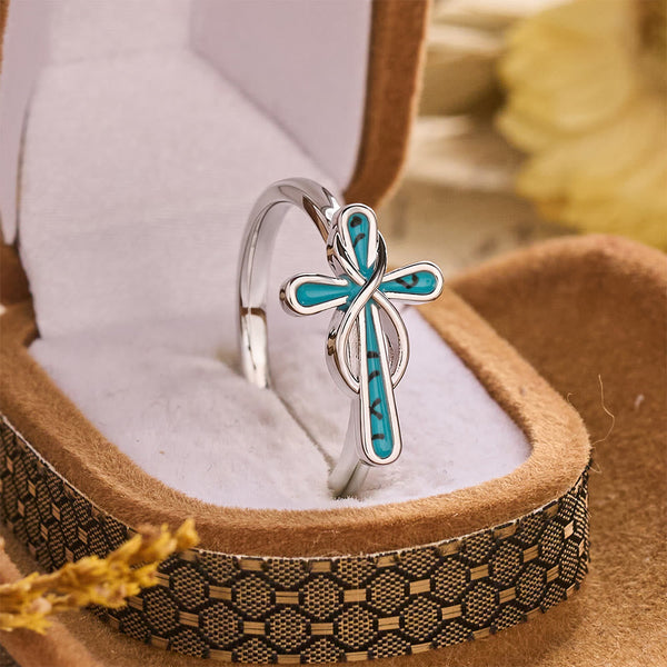 Dainty Intertwined Cross Infinity Ring: Symbol of Unbroken Divine Shelter