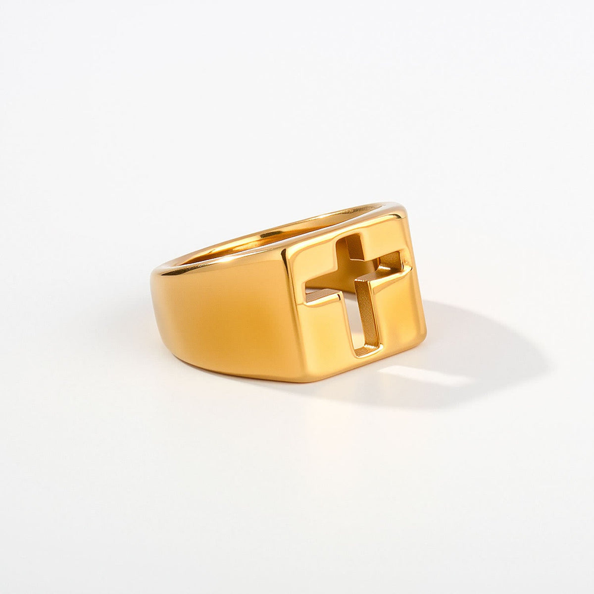 Minimalist Stackable Cross Band Ring: Token of Unfailing Celestial Shelter