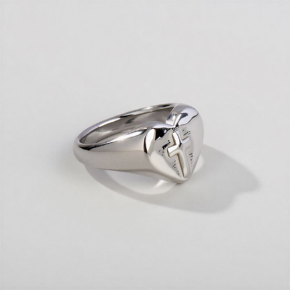 Minimalist Stackable Cross Band Ring: Token of Unfailing Celestial Shelter
