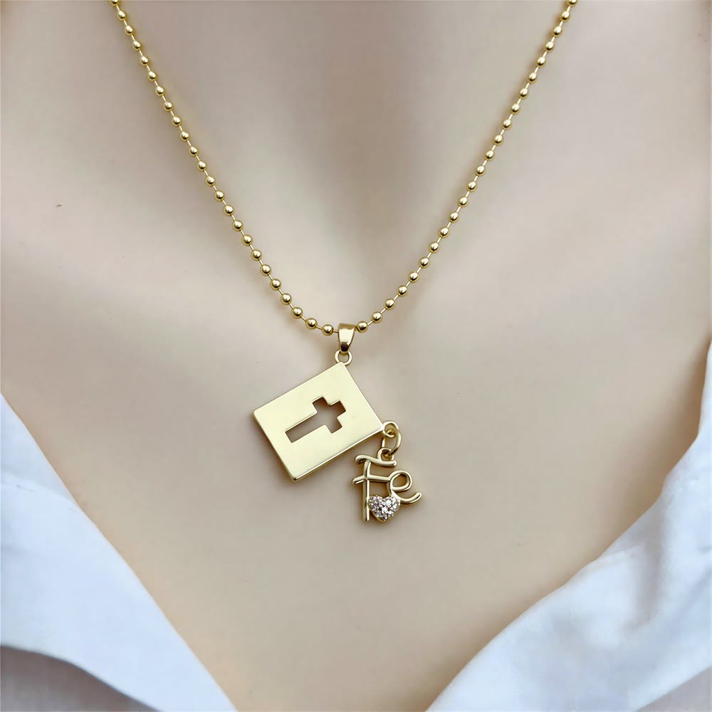 Bead Chain Holy Medallion Cross Necklace: Emblem of Tender Heavenly Comfort