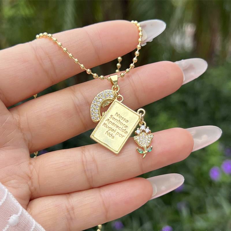 Bead Chain Holy Medallion Cross Necklace: Emblem of Tender Heavenly Comfort