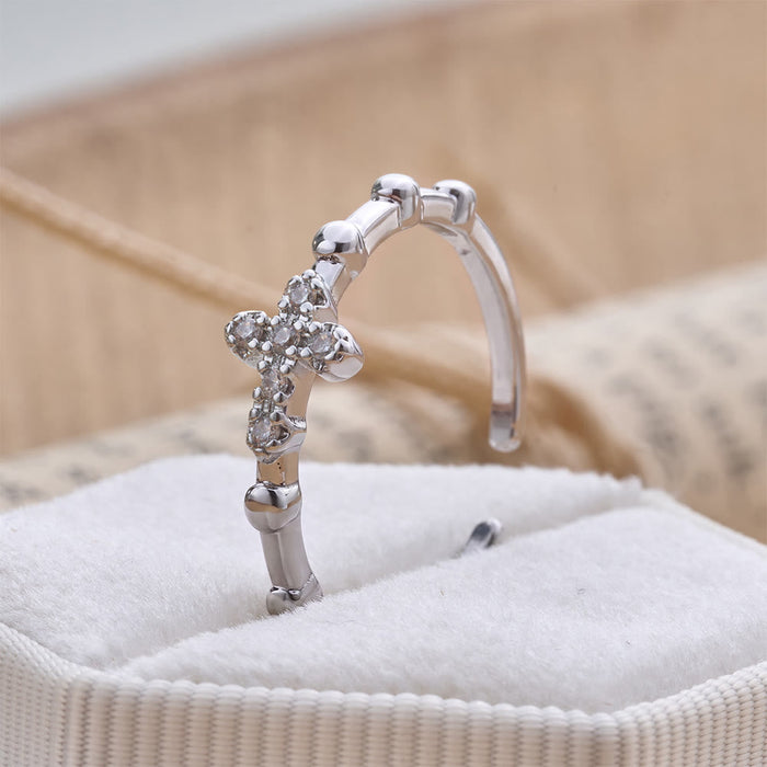 Dainty Segmented Band Sparkling Cross Ring: Token of Steadfast Quiet Hope