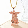 Rose Gold Archangel Pendant With Black Stones