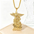 Gold Archangel Pendant With Black Stones