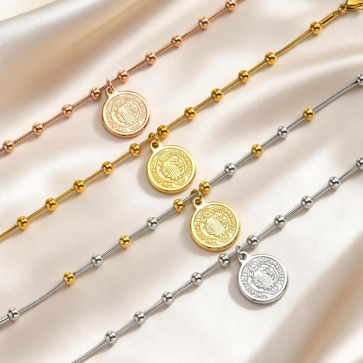 Textured Bead‑Chain Medal Bracelet: Token of Sustained Inner Fortitude