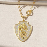 Full Pave Shield St. Christopher Pendant