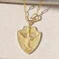 Shield Border Pave St. Michael Pendant