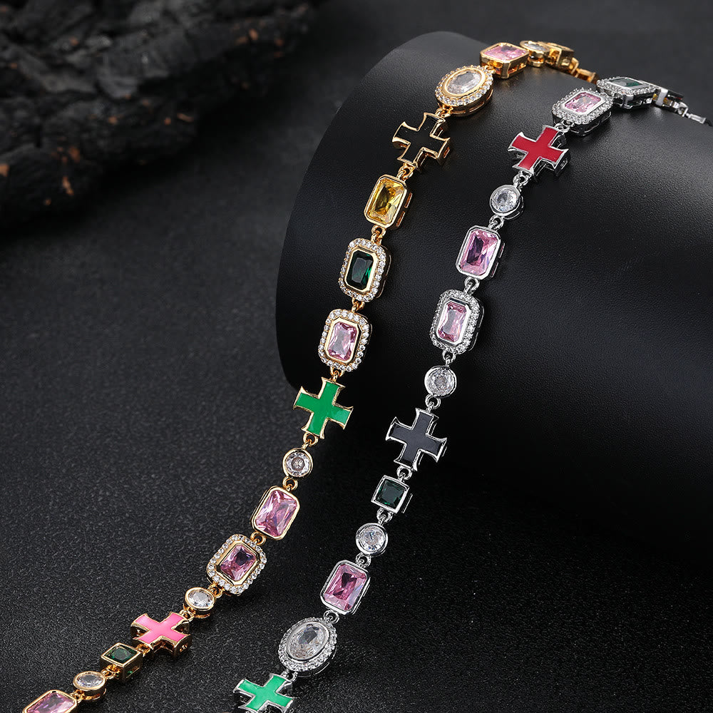 Ornate Multi‑Stone Cross Interlocking Chain: Token of Abiding Watchful Safeguard