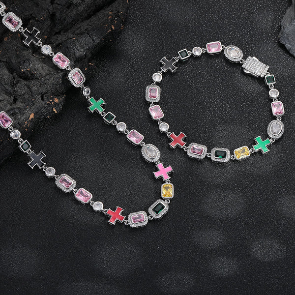 Ornate Multi‑Stone Cross Interlocking Chain: Token of Abiding Watchful Safeguard