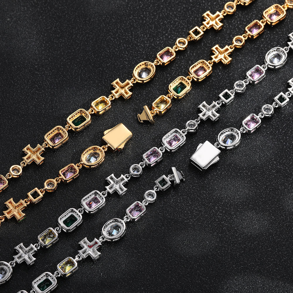 Ornate Multi‑Stone Cross Interlocking Chain: Token of Abiding Watchful Safeguard