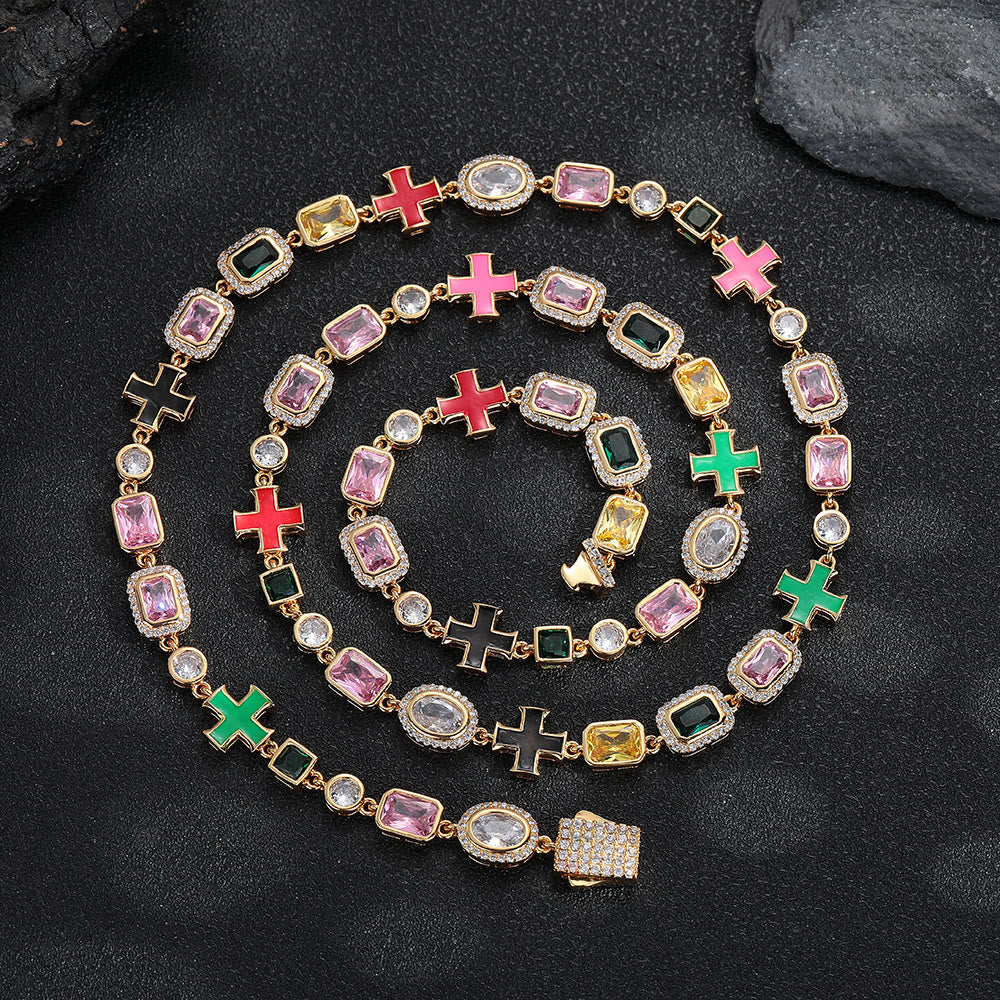 Ornate Multi‑Stone Cross Interlocking Chain: Token of Abiding Watchful Safeguard