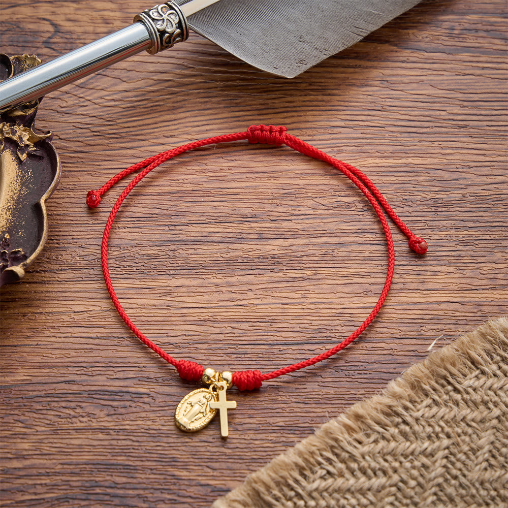 Figure‑Embossed Medal Woven Bracelet: Wearable Keepsake Of Timeless Heavenly Grace